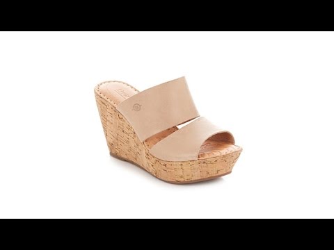 Born "Adria" Leather Cork Wedge Platform Sandal