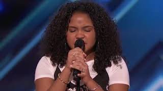 Girl with huge voice sing (natural woman) in Americans got talent with a golden buzzsr