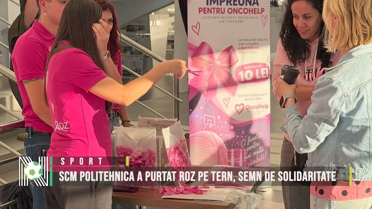 SCM Politehnica a purtat roz pe tern, semn de solidaritate