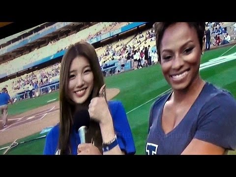 Suzy 수지 Miss A 미쓰에이 Interview at Dodger Stadium 5-28-14 Before First Pitch
