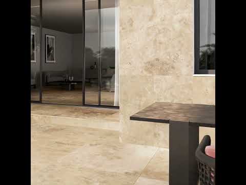 Carrelage sol extérieur effet travertin Tivoli beige R11 40x60 cm