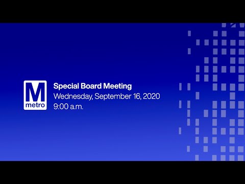 CANCELLED - Metro Board of Directors Special Meeting - September 16, 2020