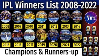 IPL Winners & Runners-up List 2008 To 2022 | Indian Premier League (IPL) All Seasons Champions Team