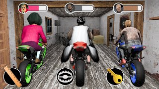 Granny vs Scary Teacher vs Grandpa rides motorcycles - funny horror animation (30 mins of fun)