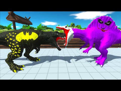 BATMAN T-REX vs JOKER SPINOSAURUS DEATH RUN - Animal Revolt Battle Simulator