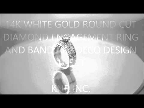 14K WHITE GOLD ROUND CUT DIAMOND ENGAGEMENT RING AND BAND 1.25CTW - 462