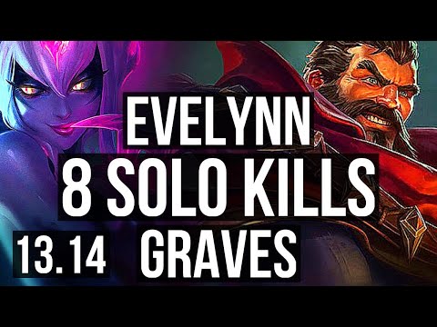 EVELYNN vs GRAVES (JNG) | 16/1/4, 8 solo kills, 1400+ games, Legendary | KR Master | 13.14