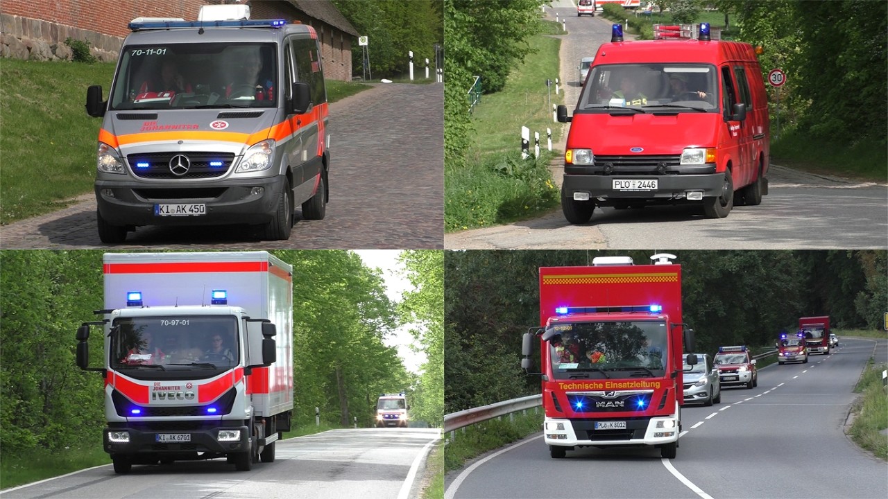 [Zwei Großübungen in einem Kreis] Einsatzfahrten zu zwei Großübungen im Kreis Plön