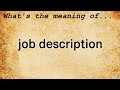 Job Description Meaning Definition Of Job Description