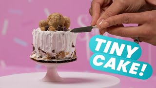 I made a TINY Chocolate Chip Cookie CAKE!  With Tiny Baking Queen Sugarpusher! | How to Cake It