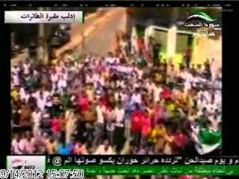 تغطية تلفزيونية لأحداث جمعة ادلب مقبرت الطائرات على قناة سوريا الشعب