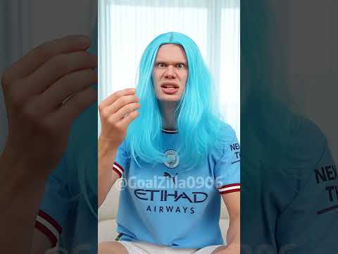 Accidentally Dyed Haaland’s Hair BLUE! 💙😱  #haaland #football #funny  #mbappe 152