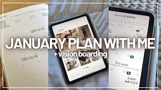 JANUARY 2024 MONTHLY PLAN WITH ME + 2024 stationery haul/supplies + 2024 vision boarding ✍