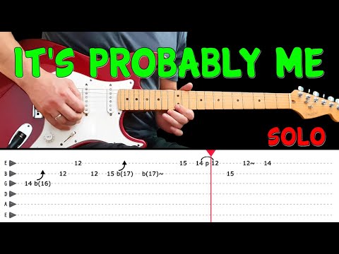 IT'S PROBABLY ME - Guitar solo lesson with tabs(fast & slow) - Sting feat.  Eric Clapton
