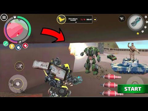 mutant man in rope hero vice town | robot machine fighting with police