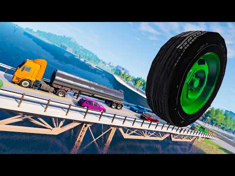 Gigantic Wheel Crushes Cars #2 - Beamng drive