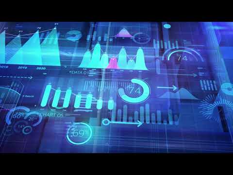 colored background with animated infographic data