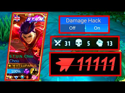 CHOU GAMEPLAY MOBILE LEGENDS (CHOU DAMAGE HACK)💯60000 DAMAGE 🔥60kill🔥