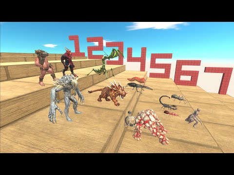 Speed Race Infernals vs Giant Invertebrates Stairs Tournament - Animal Revolt Battle Simulator
