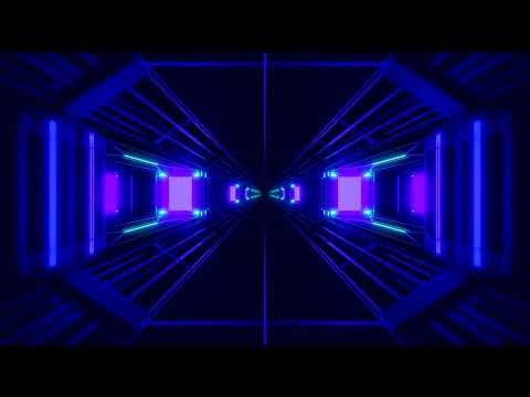 Corridor Tunnel Sci-fi LED Blue Purple Neon Lights Background - 1 Hour