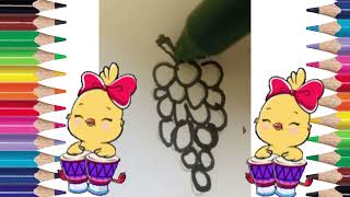 HOW TO DRAW AND PAINT A GRAPE / COMO DESENHAR E PINTAR UM CACHO DE UVAS KAWAII 🍇 #uva #uvas #yt