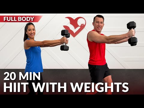 20 Minute HIIT Workout with Weights at Home for Fat Loss - Dumbbell Full Body No Jumping Women & Men