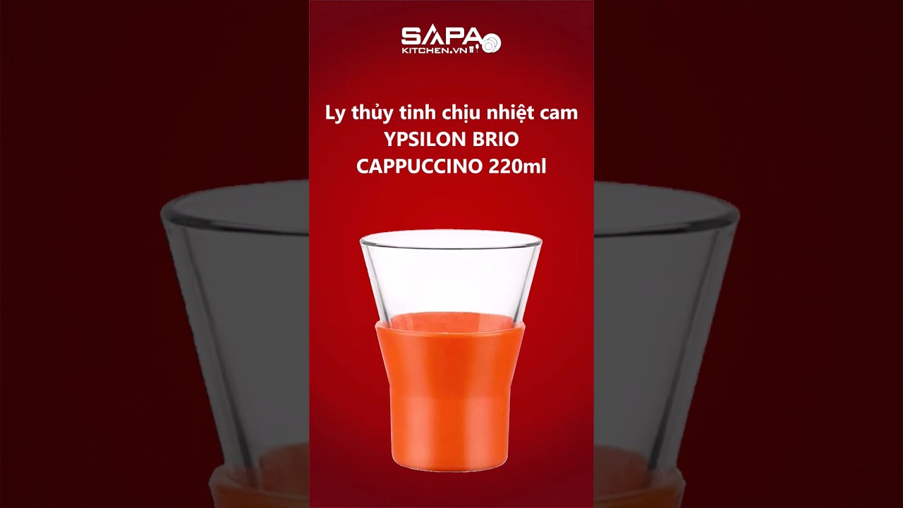 Ly thủy tinh chịu nhiệt Ypsilon Brio cappuccino 22cl màu cam