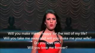 Paradise By The Dash Board glee Lyrics on the screen