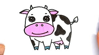 Cara Menggambar Sapi Lucu | How To Draw Cute Cow