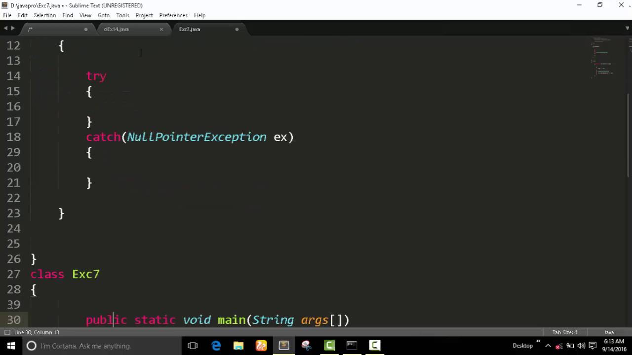 Throw - NullPointerException : Java Programs