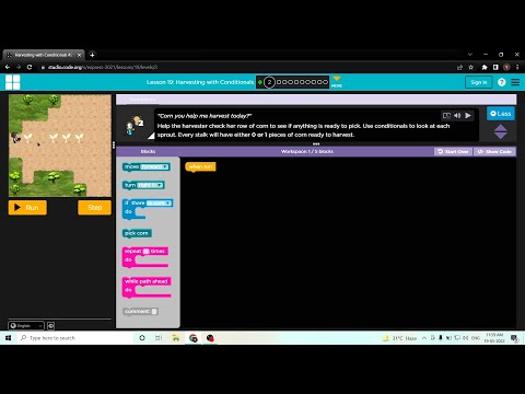 L19-2 |Code.org | Express-2021 | Lesson 19: Harvesting with Conditionals | level 2