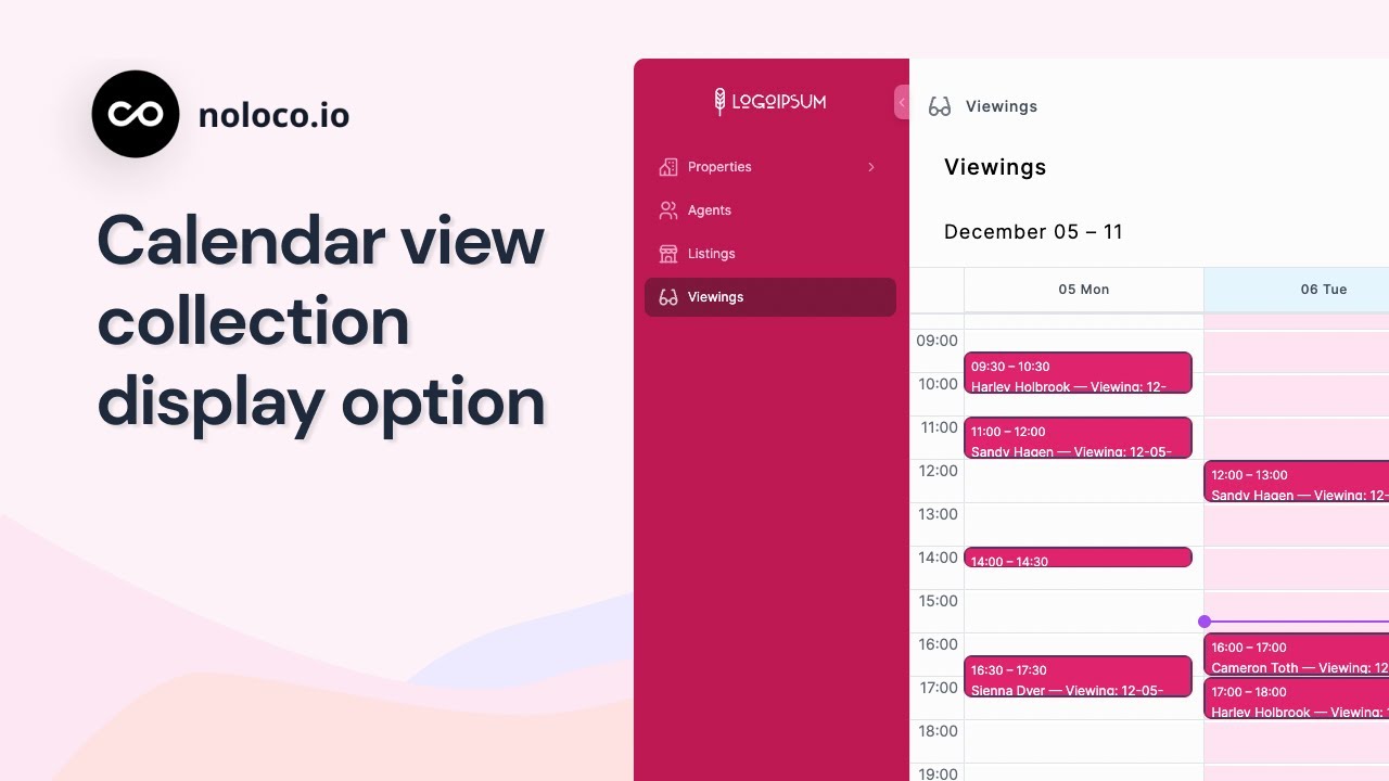 How to use the Calendar view collection display in your Noloco app