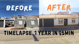 We bought a Tiny House Ruin and did a total RENOVATION in Portugal - 1 year TIME-LAPSE in 15min