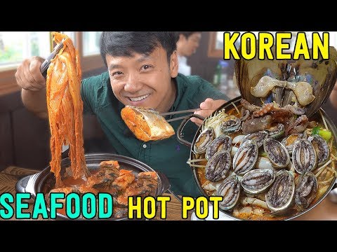MASSIVO HOTPOT DE MARISCO COREANO! Excursão de frutos do mar em Jeju, Coreia do Sul