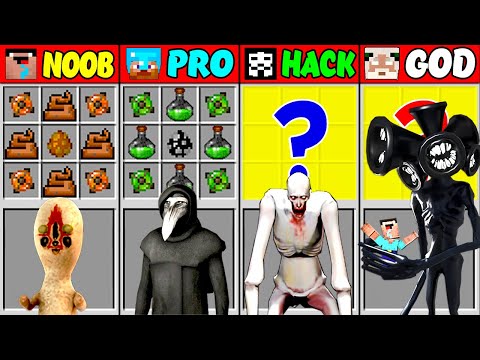 Minecraft NOOB vs PRO vs HACKER vs GOD SCP SIREN HEAD Crafting Challenge (Animation)