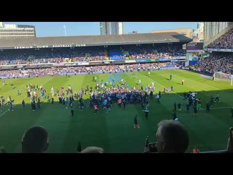 Ipswich town vs Exeter pitch invasion.  last home game of the season vs Exeter town.