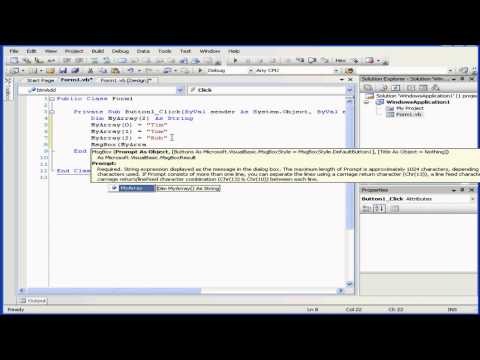 Visual Basic Video Tutorial - Volume 1- Lesson 36:  Array