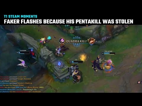 Faker flashes because his pentakill was stolen | T1 Stream Moments | Faker cute moments