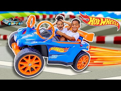 SURPRISING DJ & KYRIE WITH A POWER WHEELS HOT WHEELS RACER | THE PRINCE FAMILY CLUBHOUSE