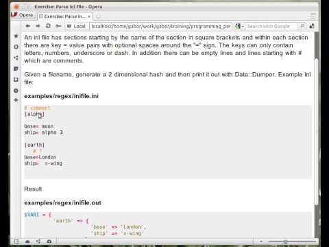 Beginner Perl Maven tutorial: 10.22 - Exercise: parse INI file