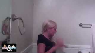 Blond cutie got pranked while taking a piss