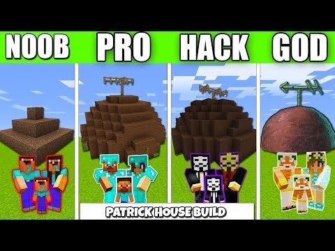 Minecraft Battle : PATRICK HOUSE FAMILY CRAFTING CHALLENGE NOOB vs PRO vs HACKER Minecraft Animation
