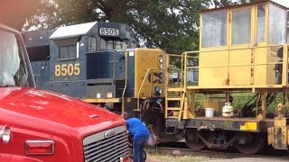 CSX Rail Train Interrupts Parade!  Dangerous Railroad Crossings!