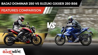 Bajaj Dominar 250 BS6 Vs Suzuki Gixxer 250 BS6 | FEATURES COMPARISON | Which One To Buy? | BikeWale