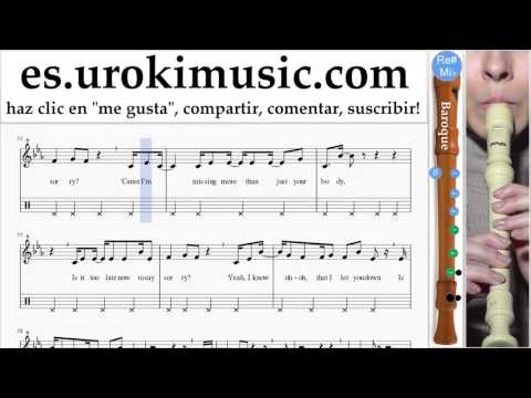 Tutorial de flauta dulce B. Justin Bieber - Sorry Clases Notas Parte#2 um-i927