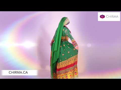A-12 Flawless deep green Afghani dress with touch of soft chirma work