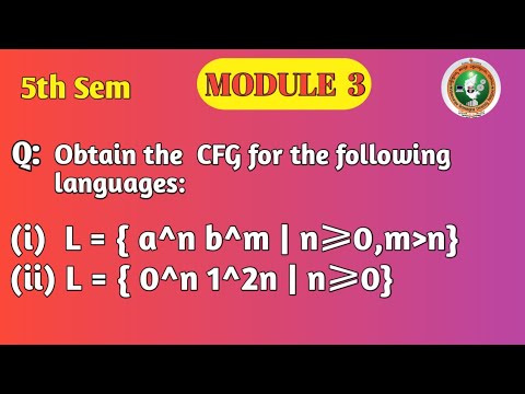 VTU | 5th Sem | TOC | CFG Construction for Given Languages | Module 3 | CFG and Languages | BCS503