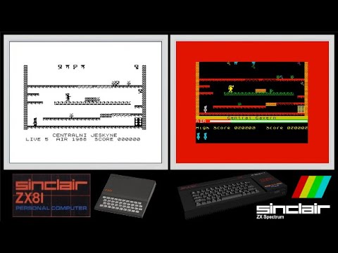 ZX81 vs ZX Spectrum : MANIC MINER (Side by side comparison)