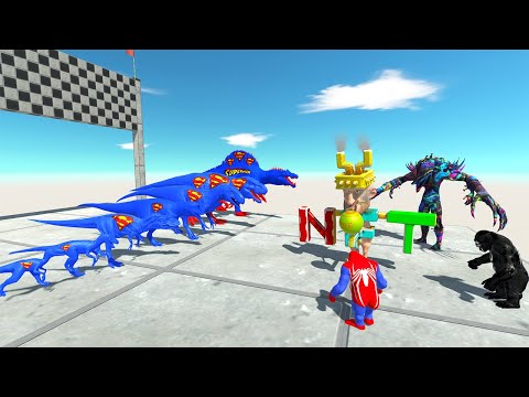 SUPERMAN CARNIVOROUS DINOSAURS CHAMPIONS SPEED RACE DEATH FALL - Animal Revolt Battle Simulator