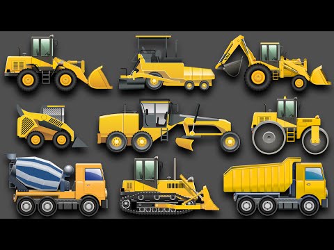 Learning Construction Vehicles for Kids - Construction Equipment Bulldozers Dump Trucks Excavators Video